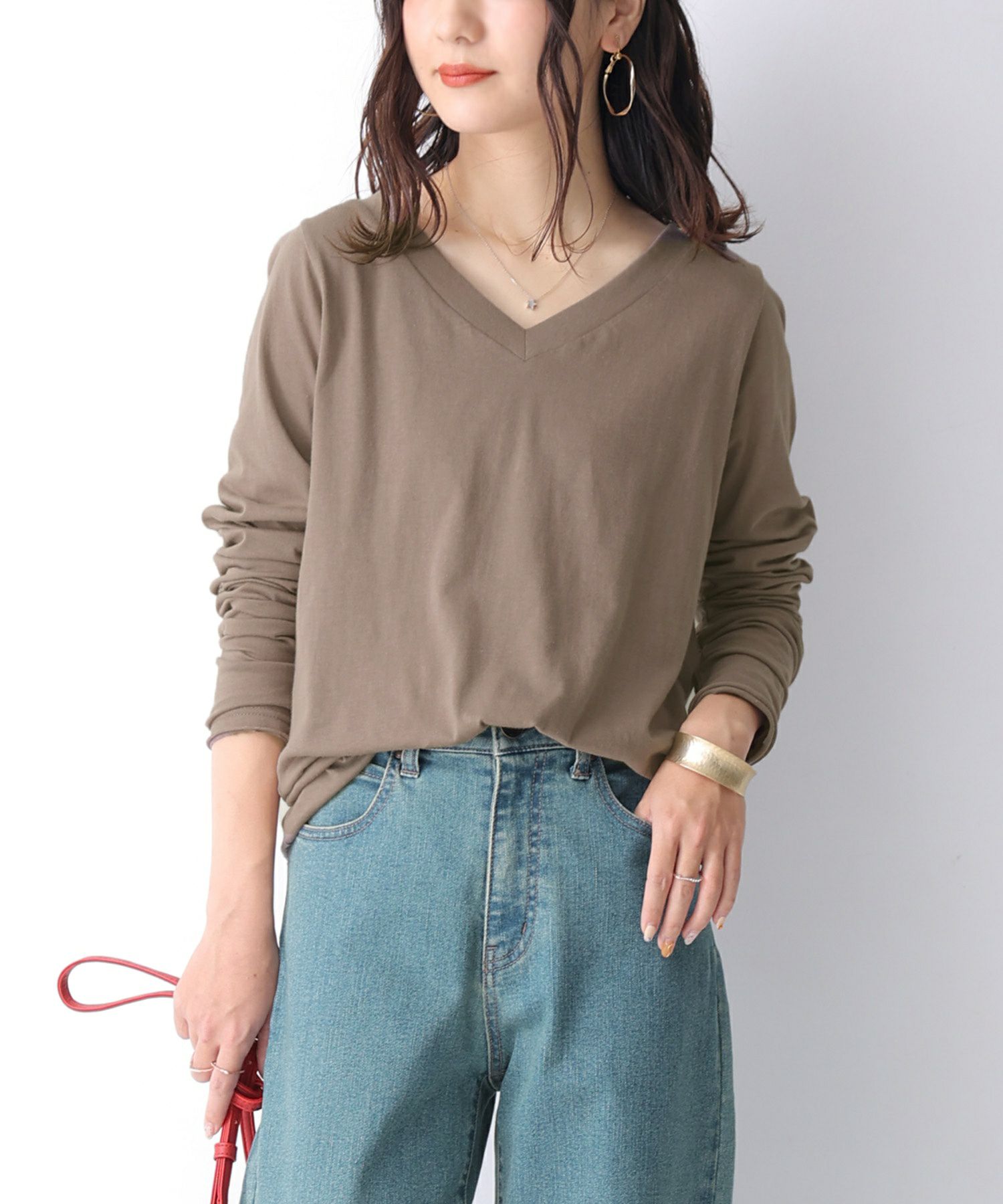 n'OrLABELシンプルVネックゆるっとロンT』