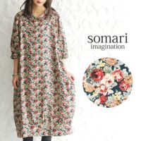 somari imaginationアンティークフラワーシャツワンピース