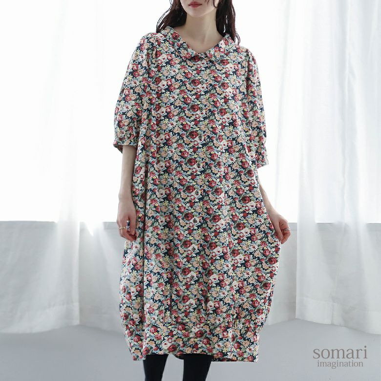 somari imagination(ソマリイマジネーション)アンティークフラワーシャツワンピース