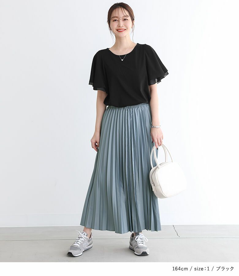 n'OrLABELフレアスリーブデザインTシャツ』レディース