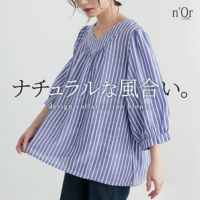 nOrLABEL(ノアールレーベル)ふんわりストライプデザインブラウス