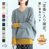 nOrLABEL(ノアールレーベル)配色Ｖネックニット