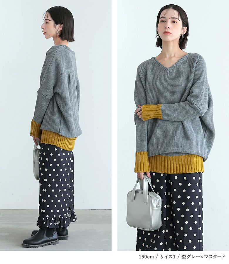 n'OrLABEL配色Vネックニット』レディースファッション通販サイトの