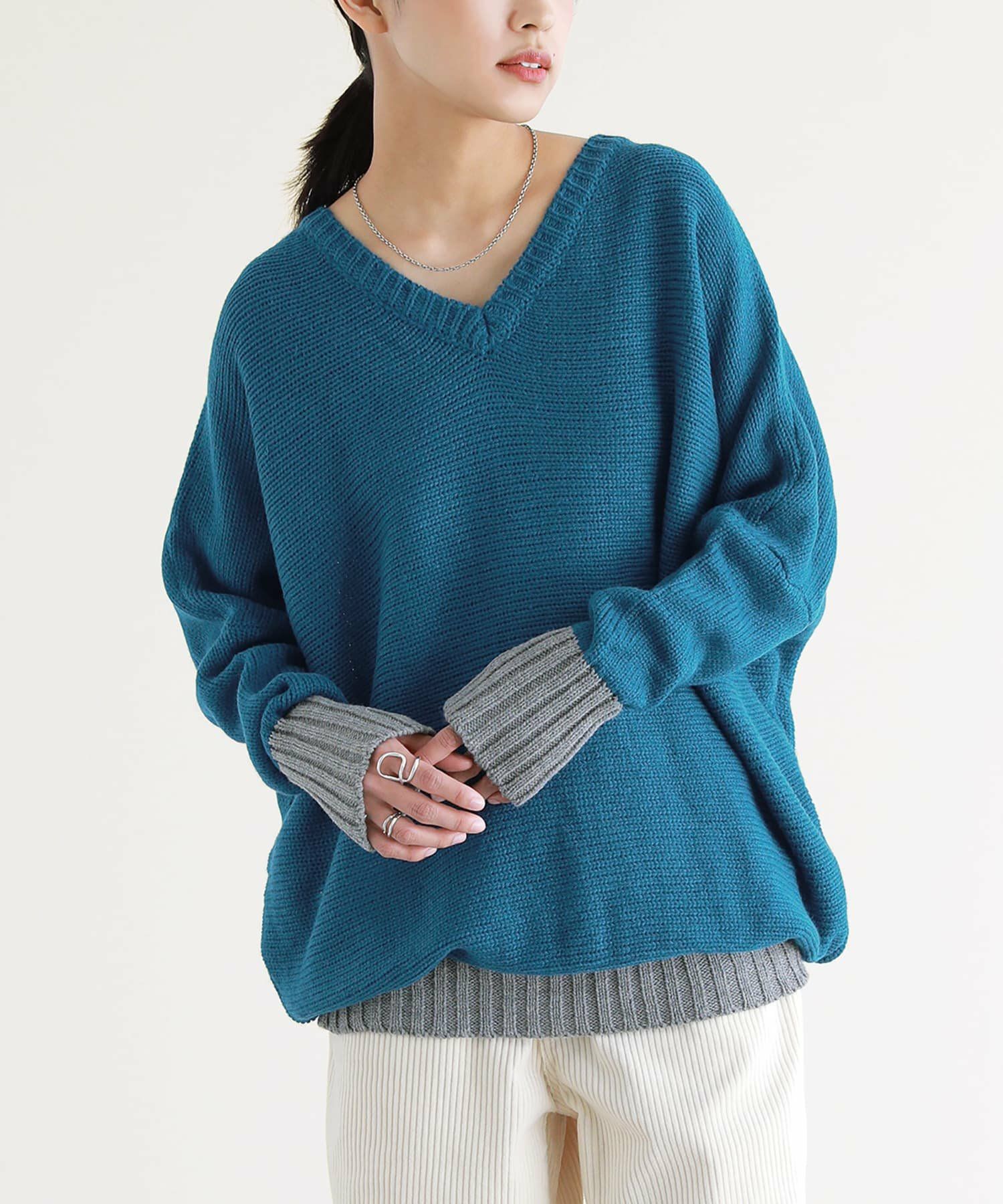 n'OrLABEL配色Vネックニット』レディースファッション通販サイトの