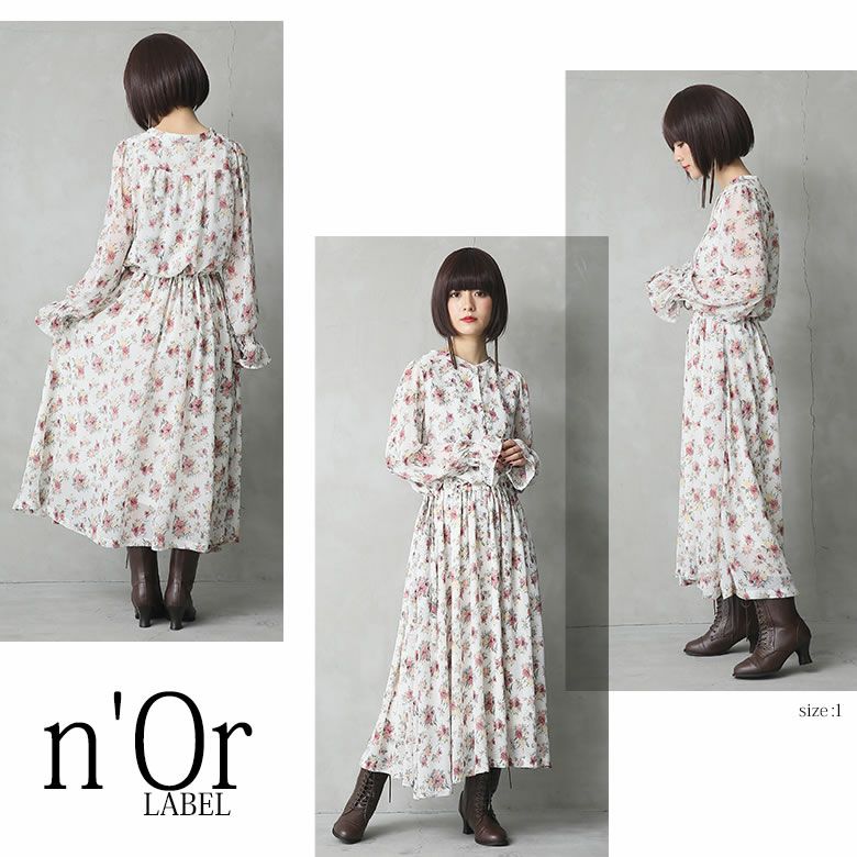 n'OrLABELフラワーシフォンワンピース』