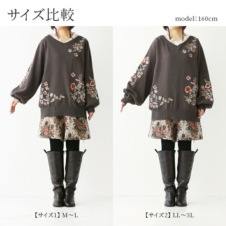 somari imagination花柄刺繍Vネックニット』レディースファッション 