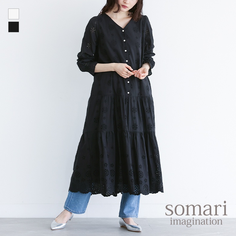 somari imaginationコットンレースティアードワンピース』