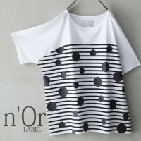 n'OrLABELランダムドット×ボーダーTシャツ