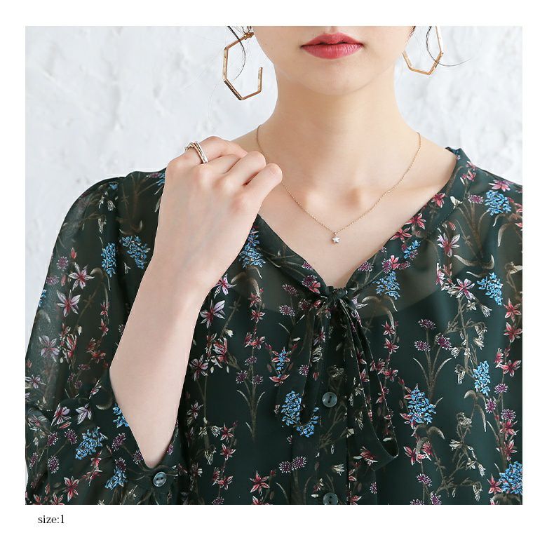 美品 MACPHEE 花柄シアーブラウス リボンタイ 日本製 M-L 美品 MACPHEE 花柄シアーブラウス リボンタイ 日本製 M-L - メルカリ