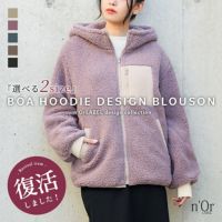 nOrLABEL(ノアールレーベル)異素材フーデッドボアブルゾン