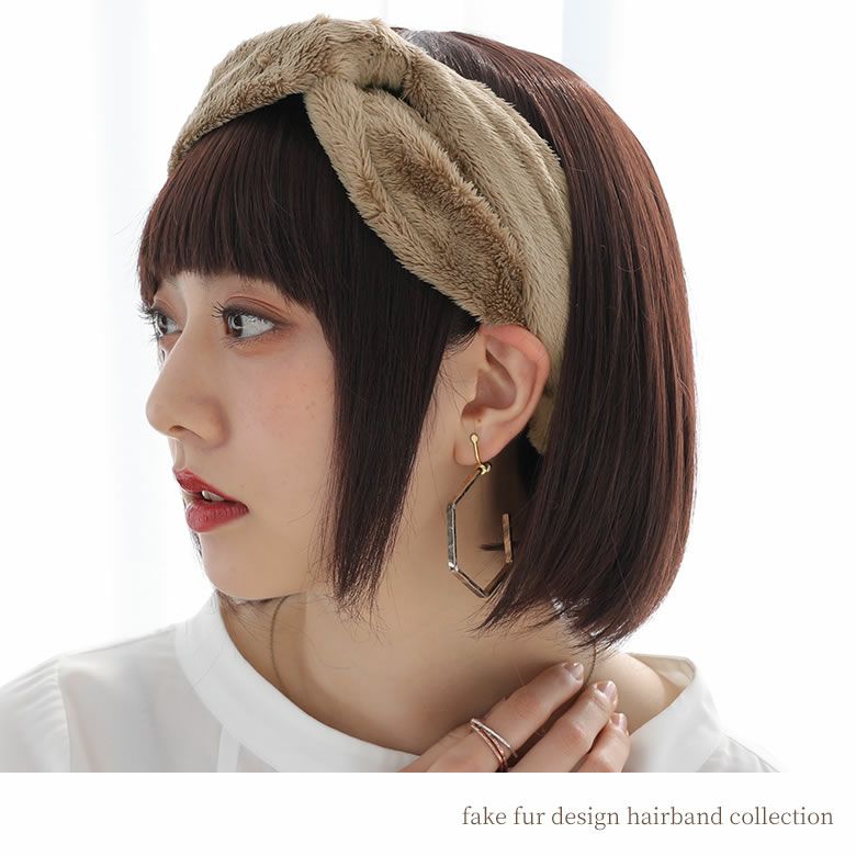 クロスデザインファーヘアバンド』レディースファッション通販サイトの