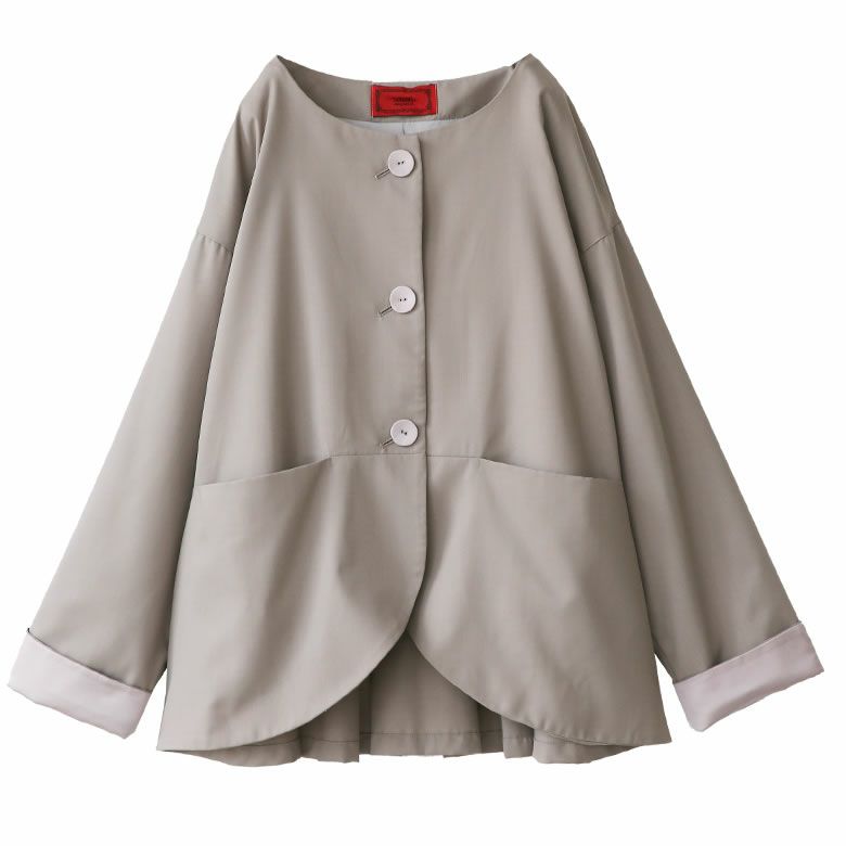 タックデザインノーカラージャケット 1(M~L) グレージュ タックデザインノーカラージャケット 1(M~L) グレージュ