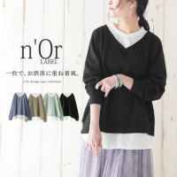 n'OrLABELシャツドッキングVネックスウェット