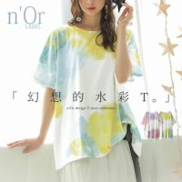 n'OrLABEL水彩プリントドルマンTシャツ