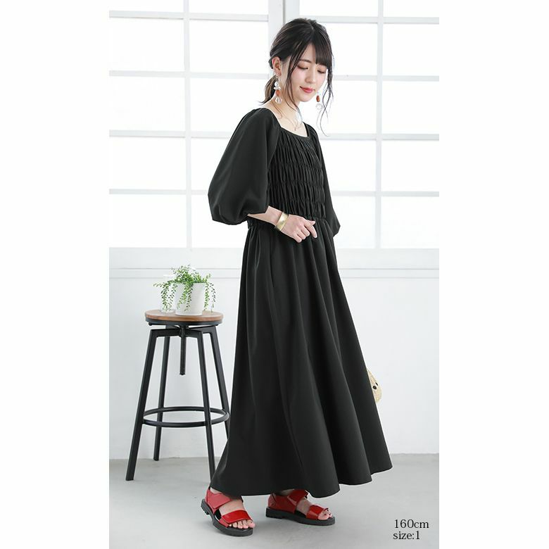 n'OrLABELバックリボンシャーリングワンピース』