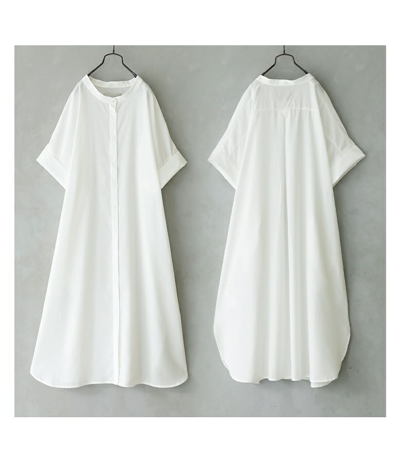 n'OrLABELバンドカラー半袖シャツワンピース』レディースファッション