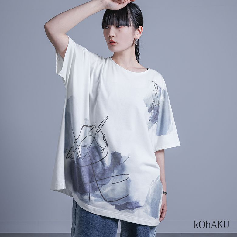 kOhAKU線画×ペイント風Tシャツ』レディースファッション通販サイトの 