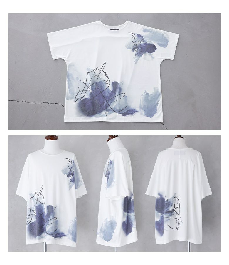 kOhAKU線画×ペイント風Tシャツ』レディースファッション通販