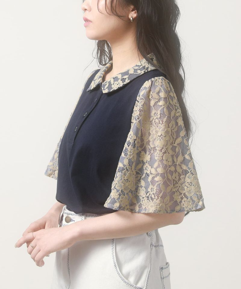 CURRENTAGE カレンテージ レーシーポロシャツ CURRENTAGE/カレンテージ】Raschel lace polo｜martinique