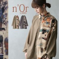 n'OrLABELアート柄アシメロングシャツ