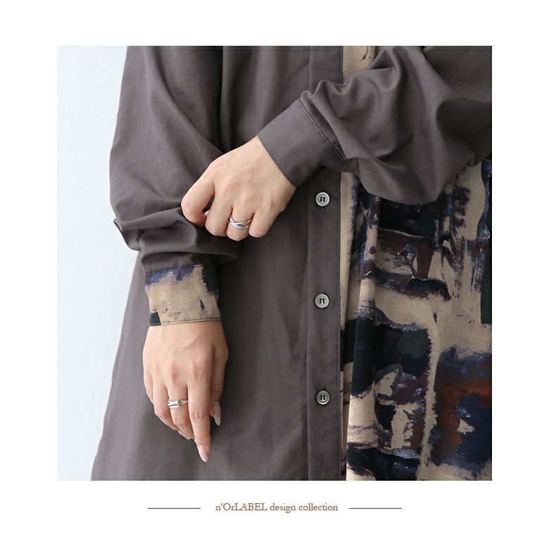 n'OrLABELアート柄アシメロングシャツ』