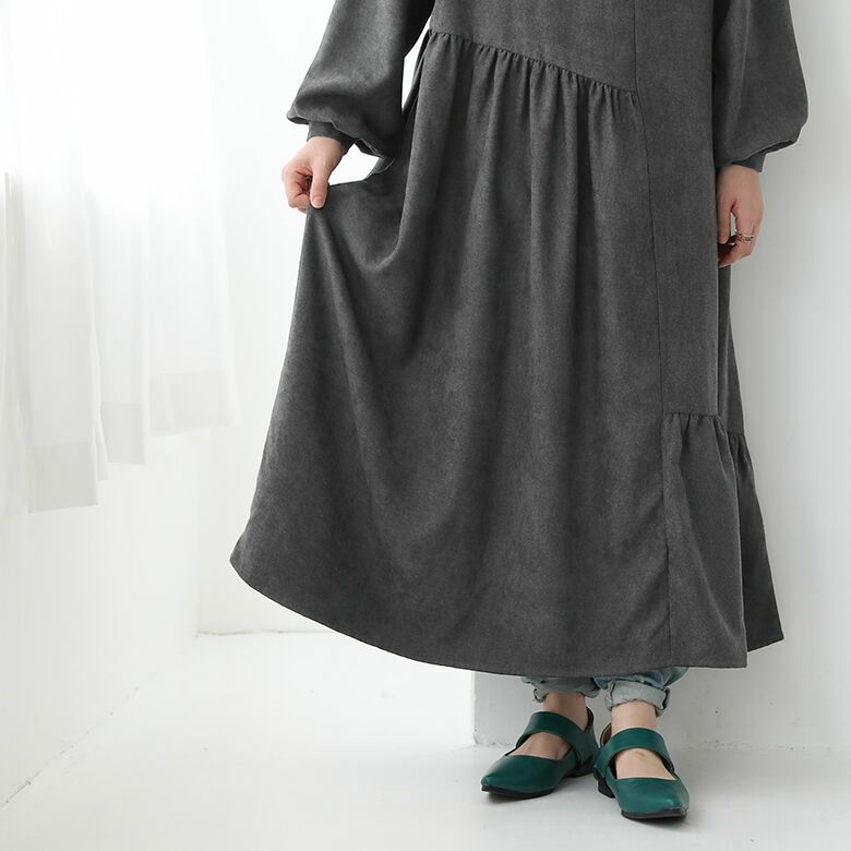 【 最終値下げ 】アシメプリーツティアードワンピース ウエストベルト付き 最終値下げ 】アシメプリーツティアードワンピース ウエストベルト付き