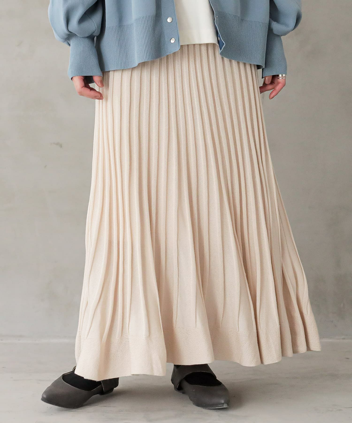 カオスのベージュニット フレアロングスカート Chaos（カオス） フレアスカート FREE ベージュ レディース : ZOZOTOWN