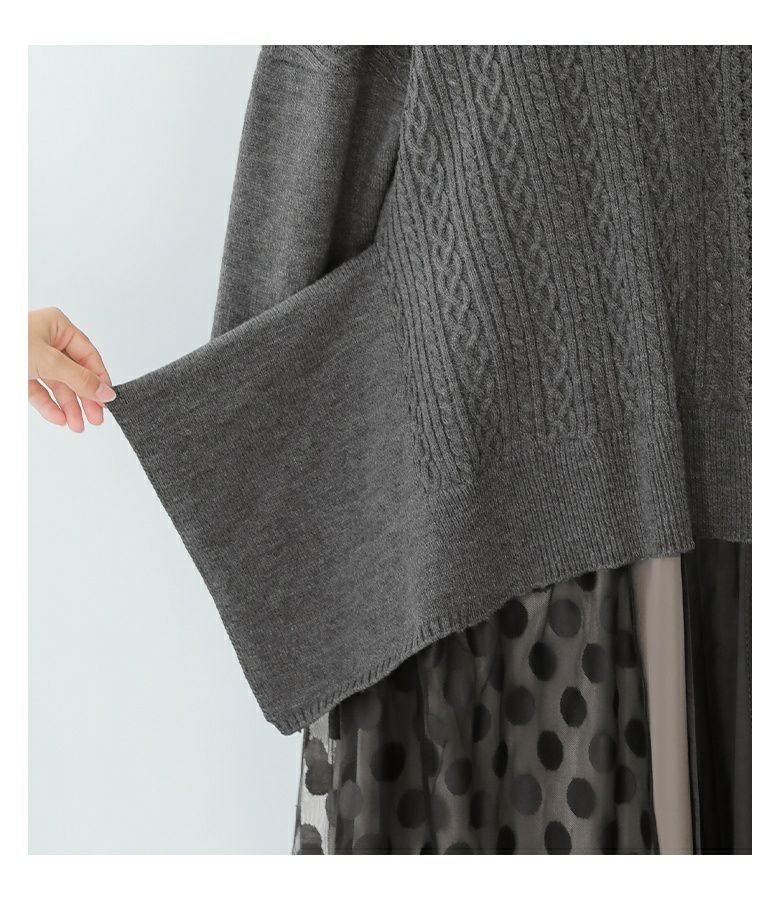 kOhAKU異素材ドッキングニットワンピース』レディースファッション通販