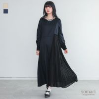 somari imagination(ソマリイマジネーション)異素材プリーツ切替アシメワンピース