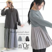 n'OrLABELバンドカラーバックプリーツシャツ