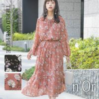 n'OrLABEL花柄ティアードワンピース