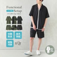 n'OrLABEL機能的シャツ×ハーフパンツセットアップ