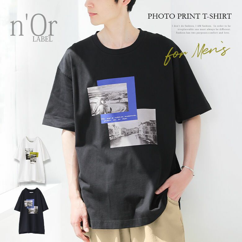 n'OrLABELビッグシルエットフォトグラフィックTシャツ』