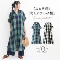 n'OrLABELブロックチェックスキッパーワンピース