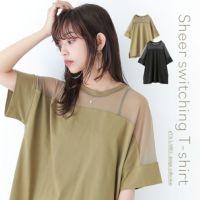 n'OrLABELシアーメッシュ切替デザインTシャツ