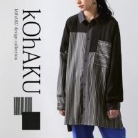 kOhAKUストライプ柄切替ロングシャツ