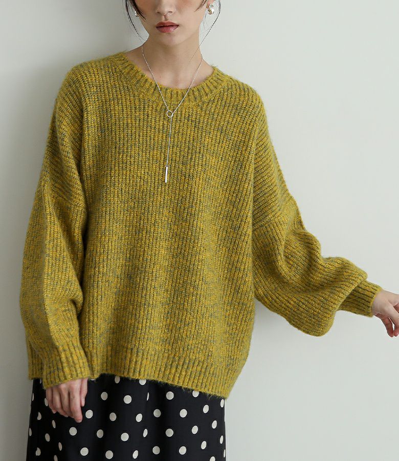 n'OrLABELミックスカラーパフスリーブニット』