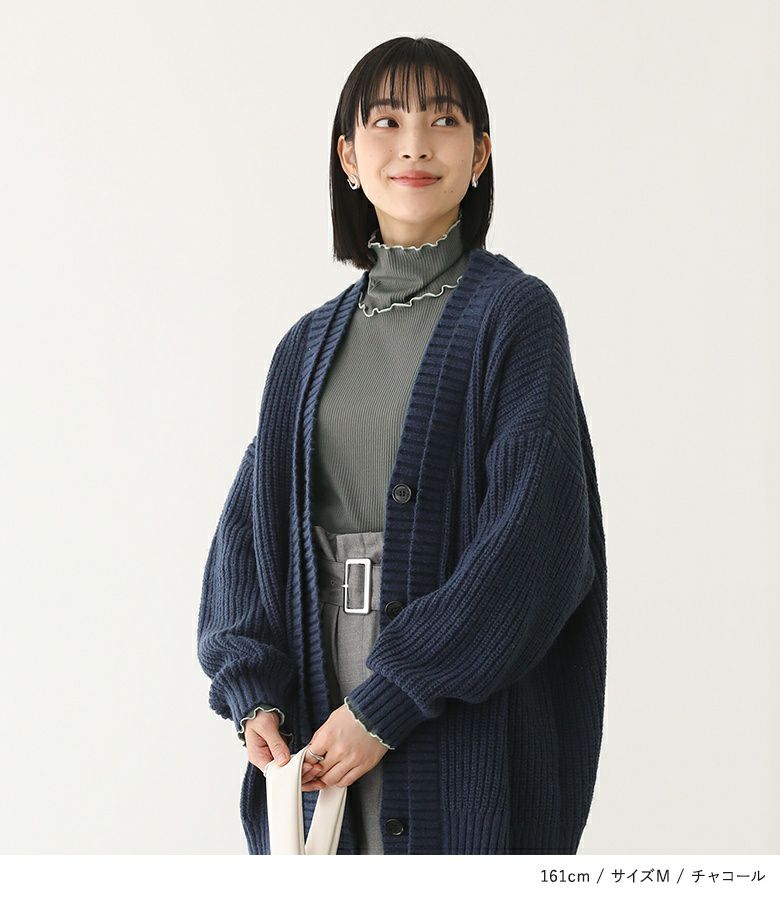 n'OrLABEL裏起毛配色メローリブタートルネックカットソー』