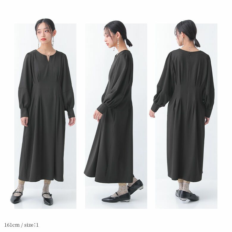 INDIVI 【洗える】ウエストタック デザイン ワンピース INDIVI