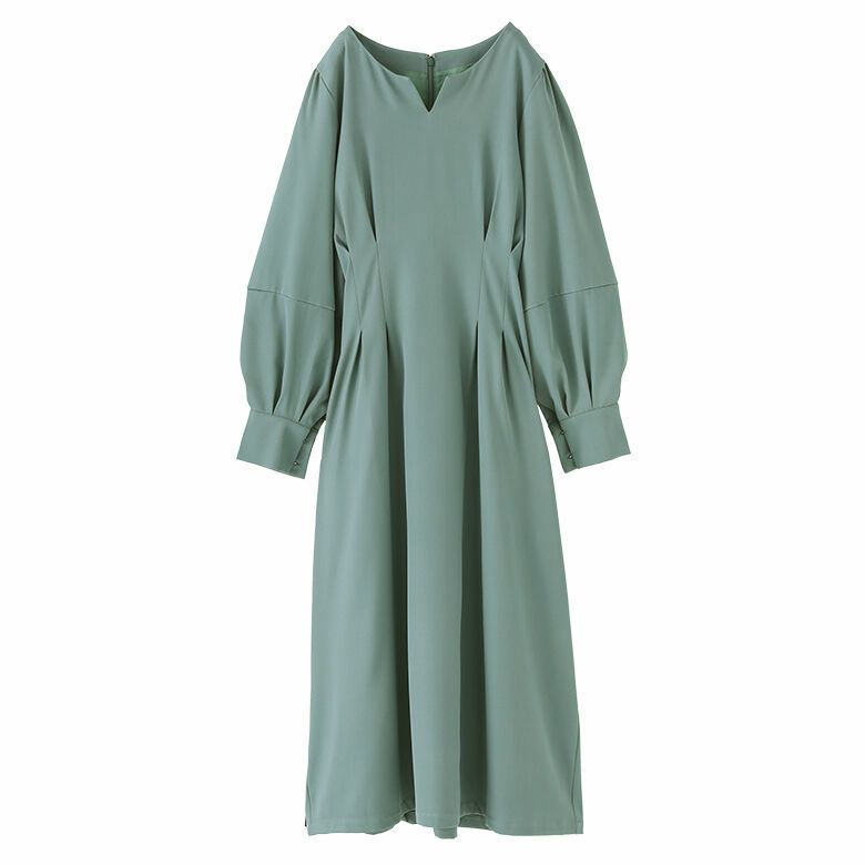 ウエストタックデザインワンピース【20】【SALE】 2(LL~3L) スモーキーグリーン ウエストタックデザインワンピース【20】【SALE】 2(LL~3L) スモーキーグリーン