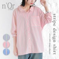 n'OrLABEL3色ストライプ柄シャツ