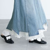 somari imagination(ソマリイマジネーション)レースペチ付きアシメ切替デニムスカート