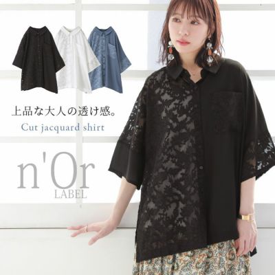 n'OrLABEL花柄シアーカットジャカードシャツ