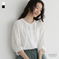 somari imagination(ソマリイマジネーション)ボリュームスリーブコットンブラウス