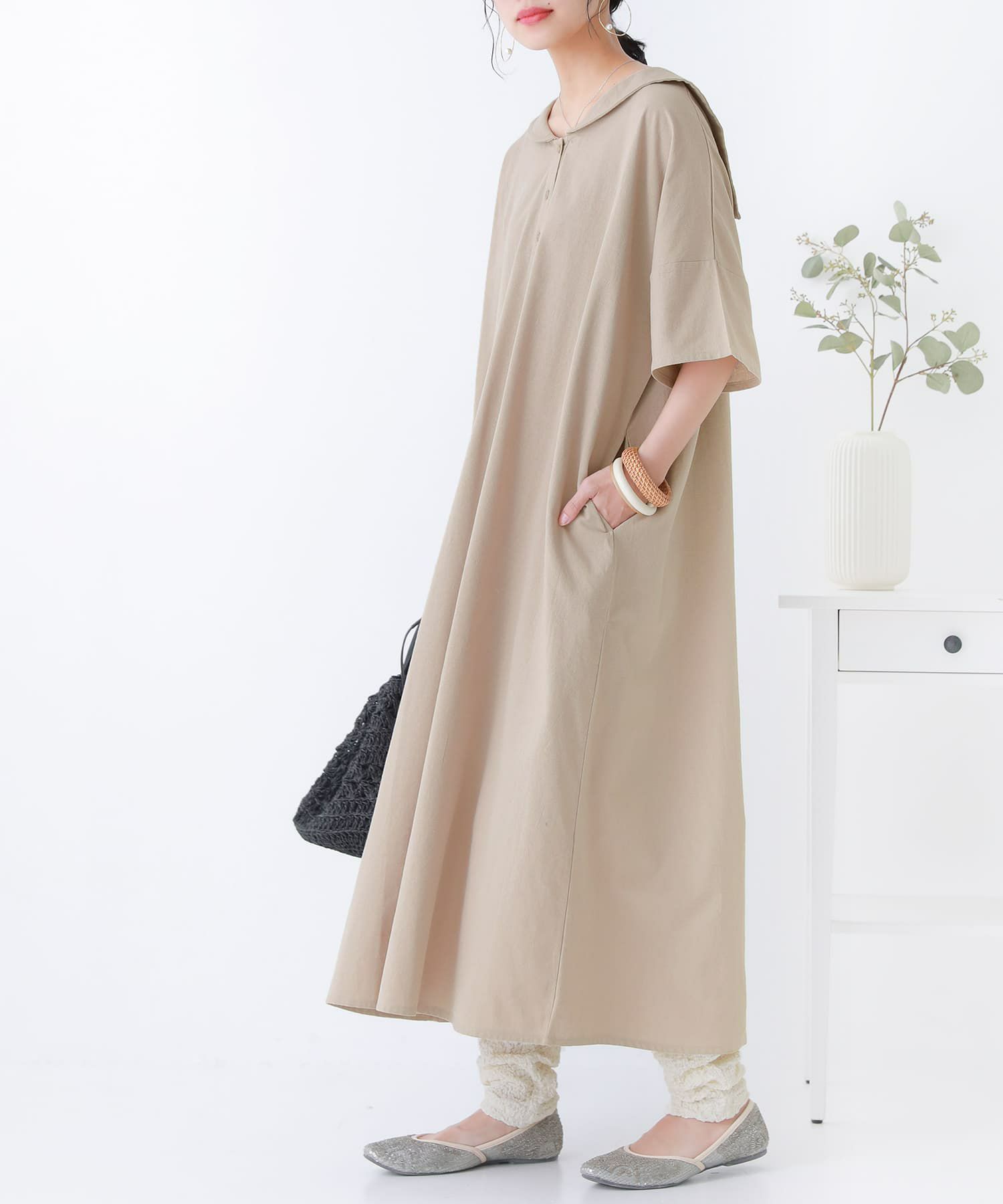 n'OrLABELナチュラルセーラーカラーワンピース』