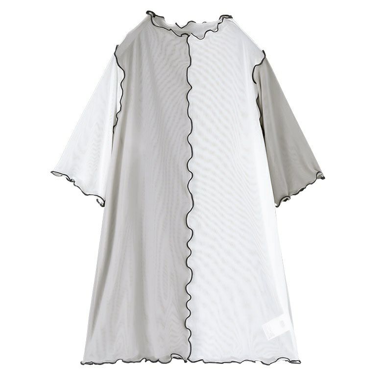 前後2wayメッシュシアー配色トップス【5】【SALE】 M オフホワイト 前後2wayメッシュシアー配色トップス【5】【SALE】 M オフホワイト
