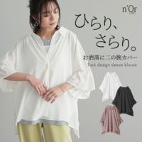 n'OrLABELタックデザインスリーブブラウス
