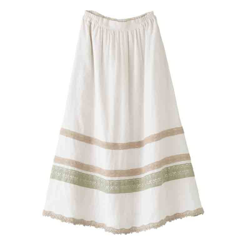 配色コットンレースフレアスカート【20】 1(M~L) オフホワイト 配色コットンレースフレアスカート【20】 1(M~L) オフホワイト