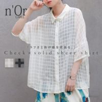 n'OrLABELチェック柄シアーシャツ