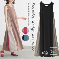 nOrLABEL(ノアールレーベル)サイド配色デザインノースリーブワンピース